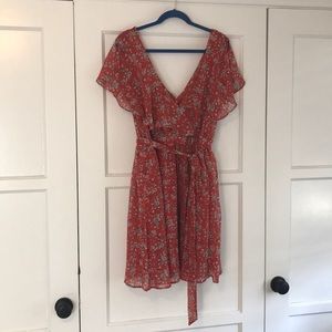 Burnt Orange / Pink Floral Dress